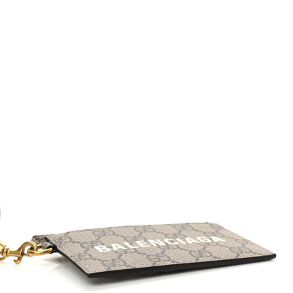 Gucci X BALENCIAGA GG Supreme Monogram Logo Card Case With Strap Beige Ebony 4 of 9