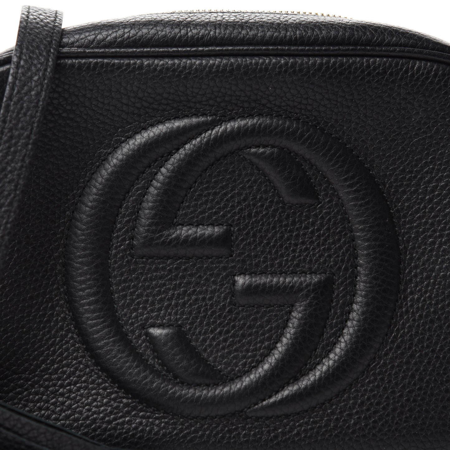 Pebbled Calfskin Small Soho Disco Bag Black