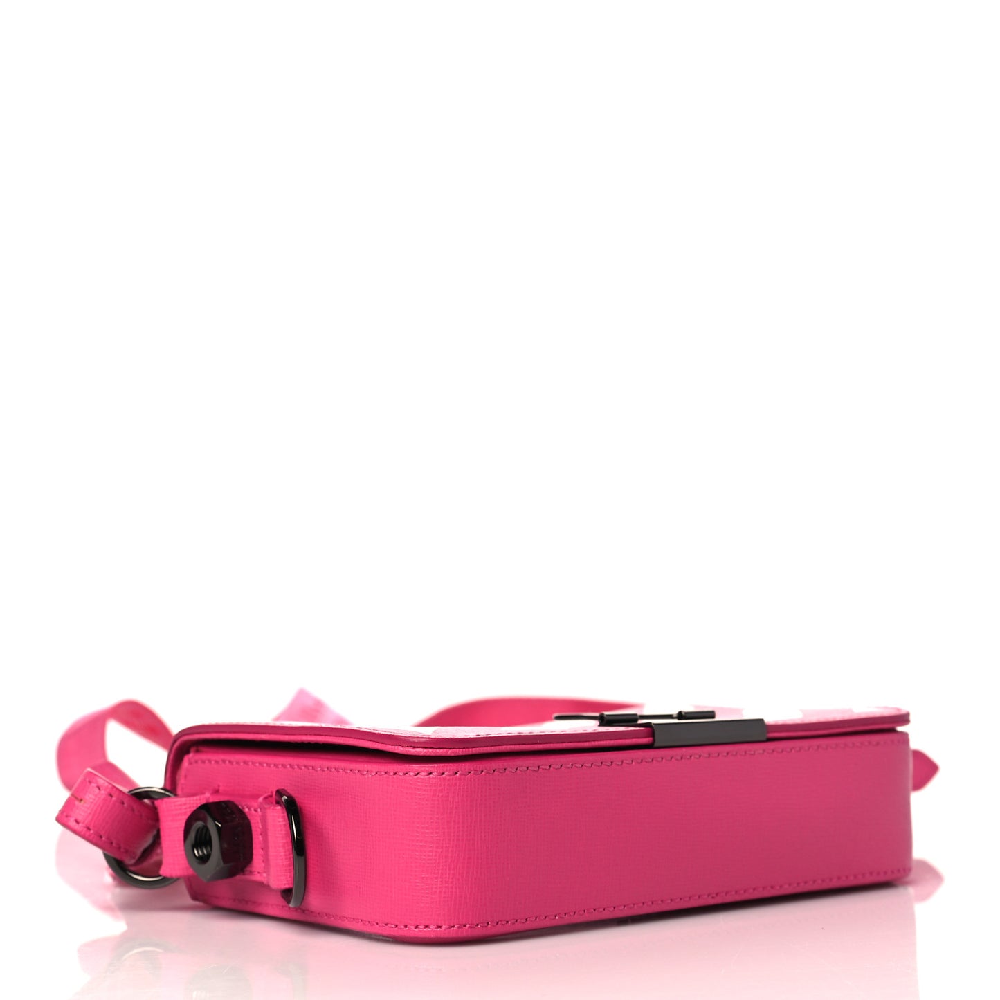 Saffiano Striped Mini Diag Binder Clip Bag Pink White