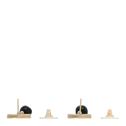 Chanel CC Bead Drop Earrings Gold Black 3 of 4