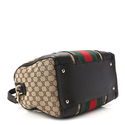Gucci Monogram Vintage Web Medium Webby Bee Boston Dark Brown 4 of 13