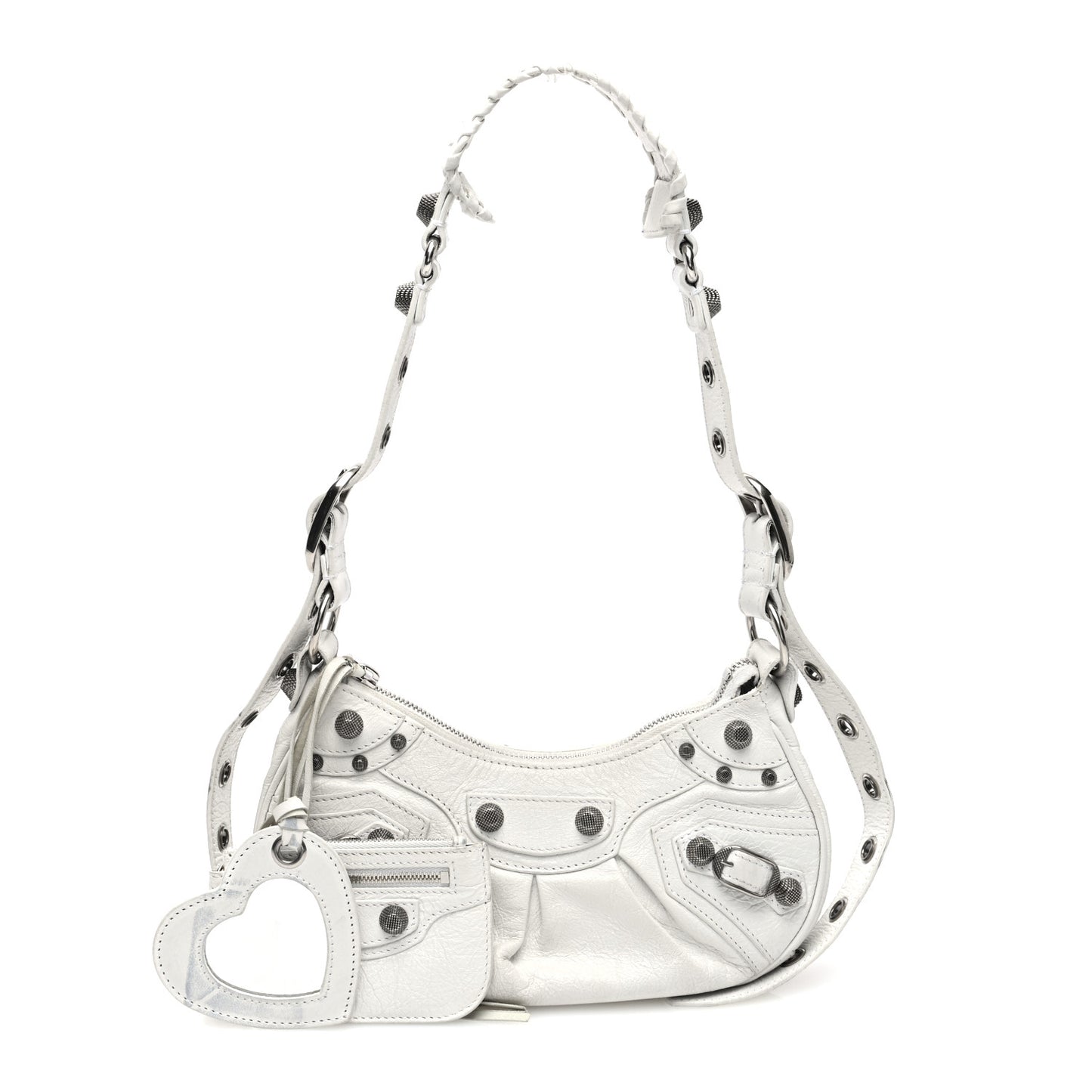 Agneau Arena Crystal Le Cagole Shoulder Bag XS Optic White