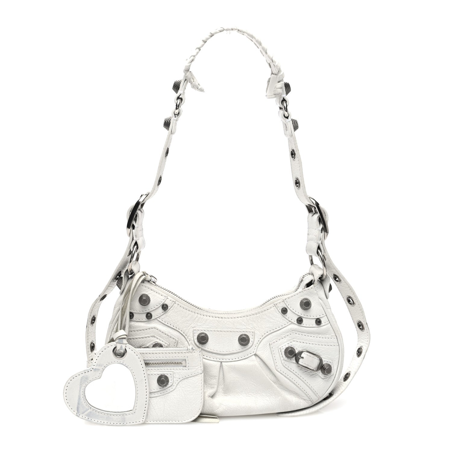 Balenciaga Agneau Arena Crystal Le Cagole Shoulder Bag XS Optic White 3 of 18