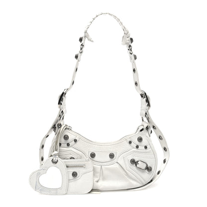 Balenciaga Agneau Arena Crystal Le Cagole Shoulder Bag XS Optic White 3 of 18
