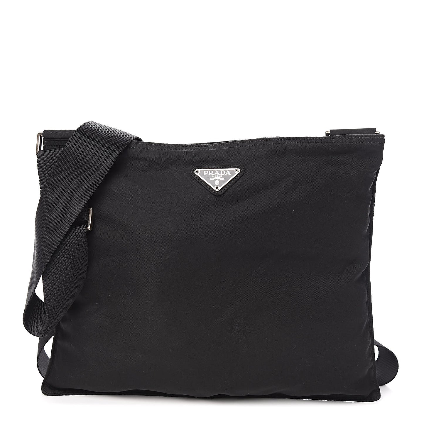 Tessuto Nylon Small Flat Messenger Bag Black