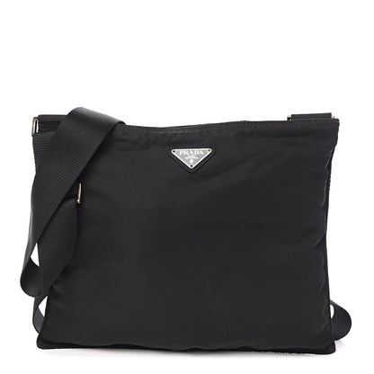 Prada Tessuto Nylon Small Flat Messenger Bag Black 1 of 10