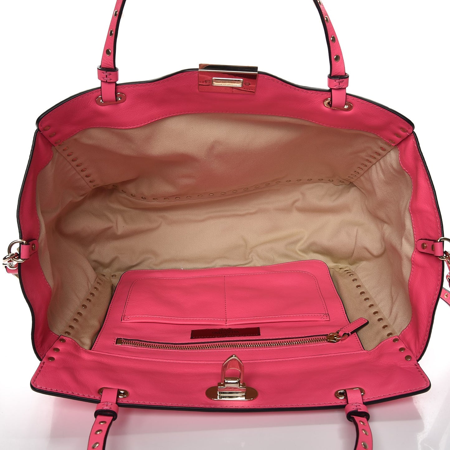 Vitello Medium Rockstud Tote Fuxia Fluo