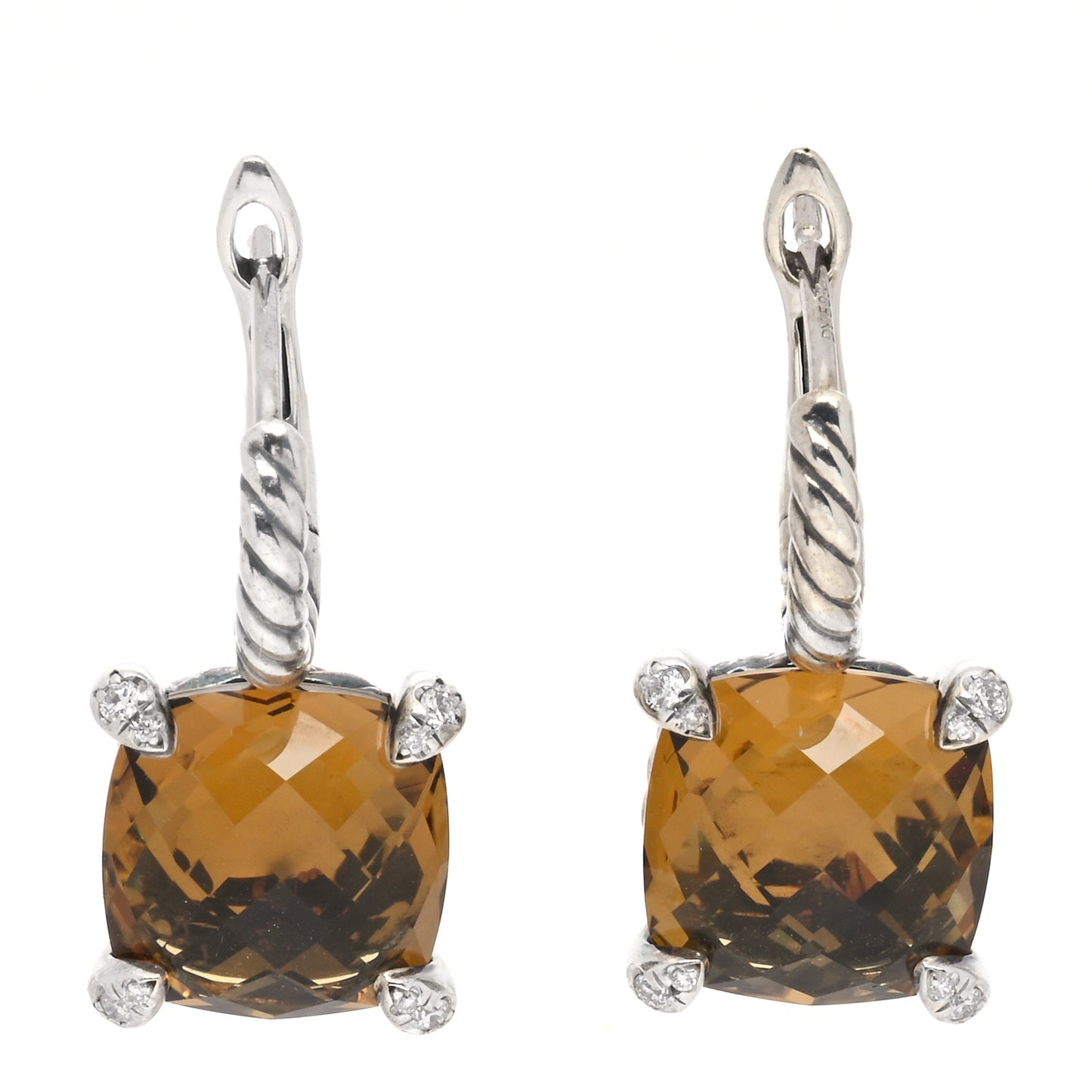 Sterling Silver Diamond Citrine Chatelaine Drop Earrings