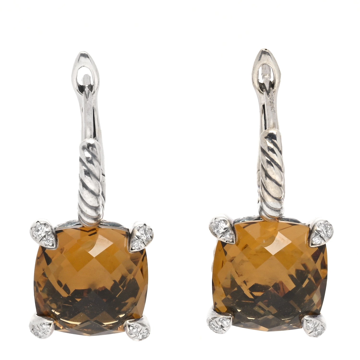 David Yurman Sterling Silver Diamond Citrine Chatelaine Drop Earrings 1 of 5