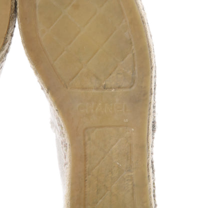 Chanel Linen CC Espadrilles 38 Beige Black 7 of 10