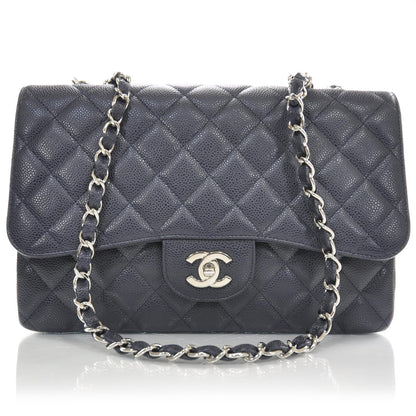 Chanel Caviar Jumbo Single Flap Navy Blue 1 of 9