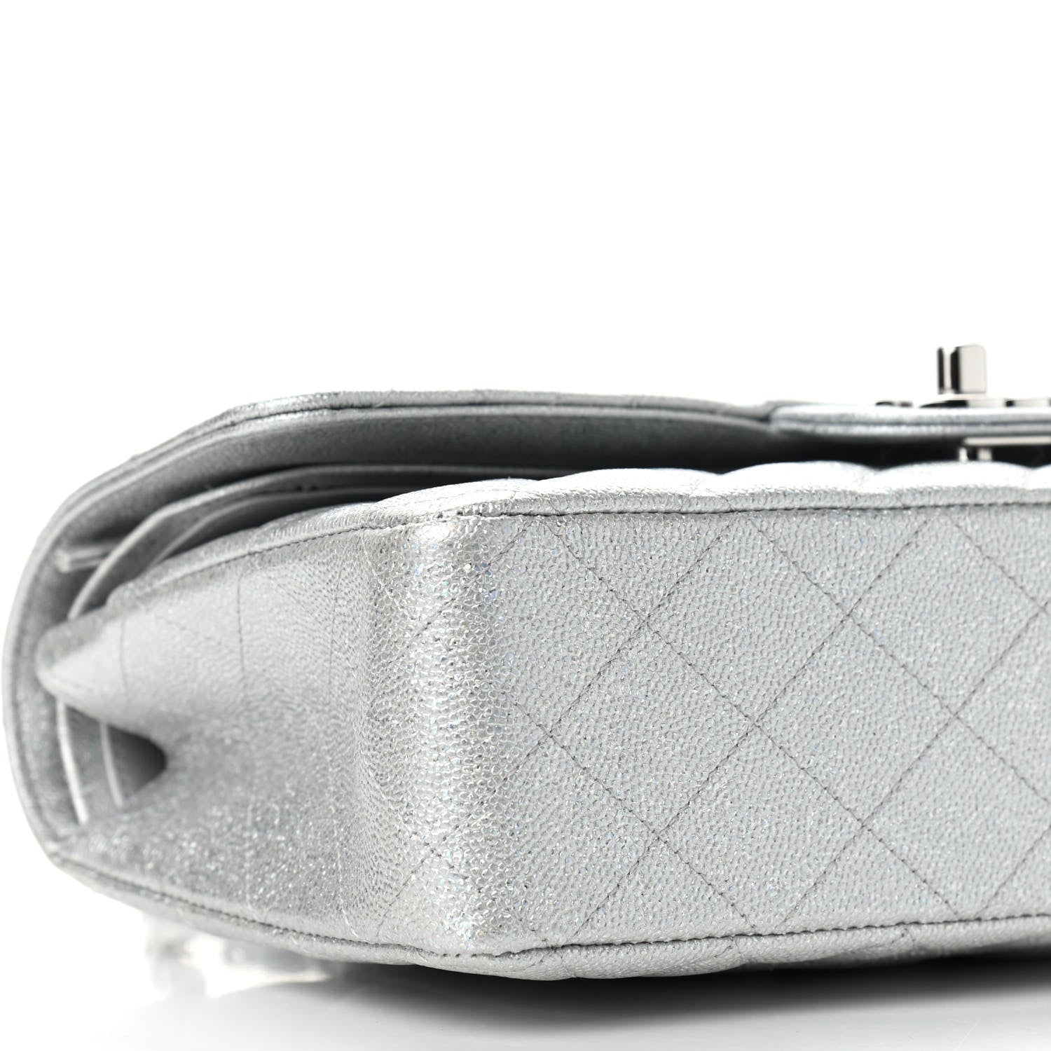 Chanel Glittered Metallic Caviar Quilted Medium Double Flap Silver 8 of 10