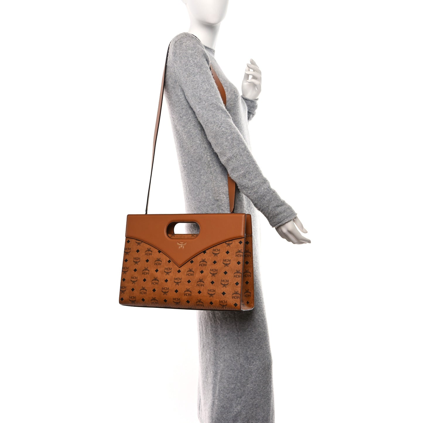 Visetos Calfskin Medium Diamond Tote Cognac