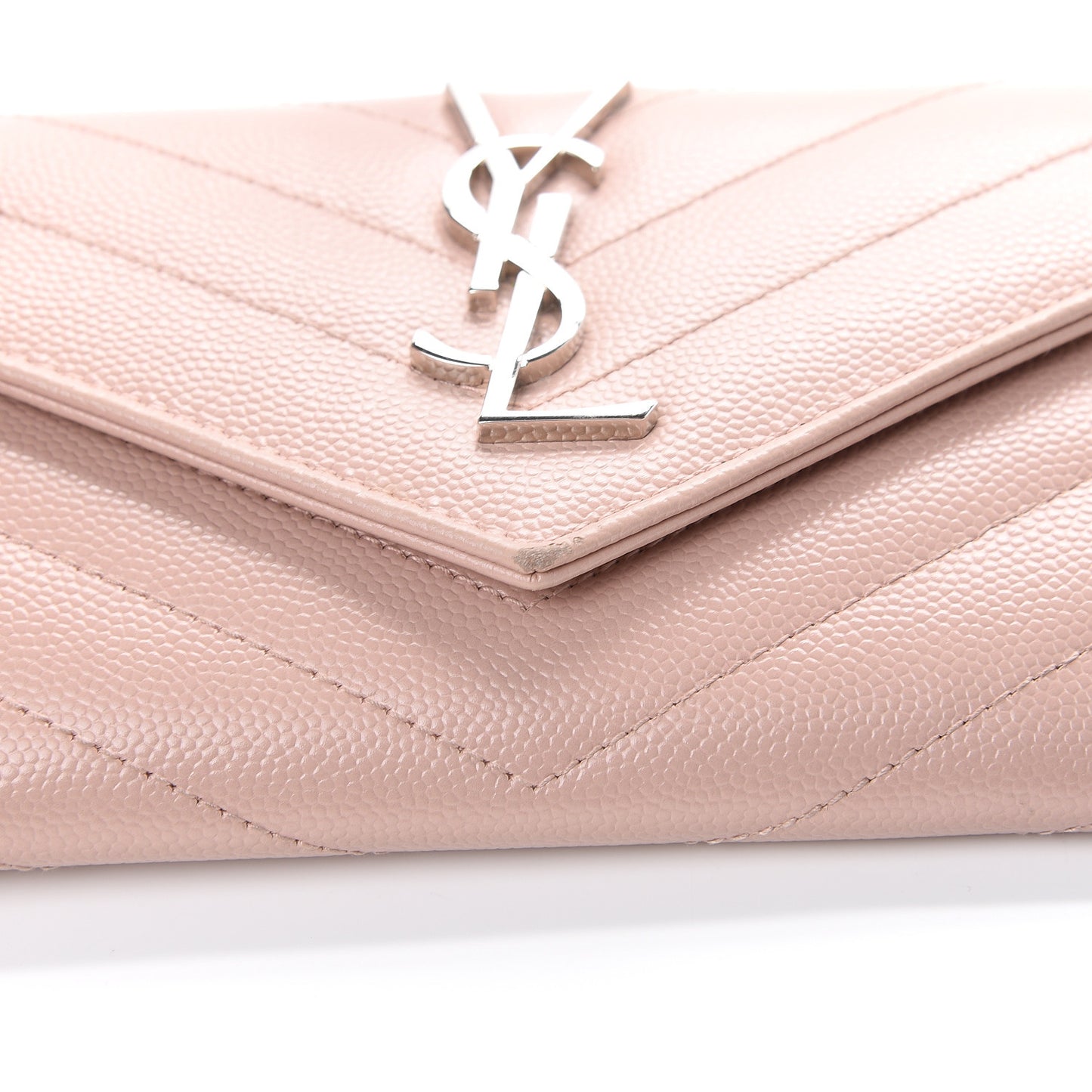 Grain De Poudre Matelasse Chevron Small Monogram Envelope Wallet Pale Pink