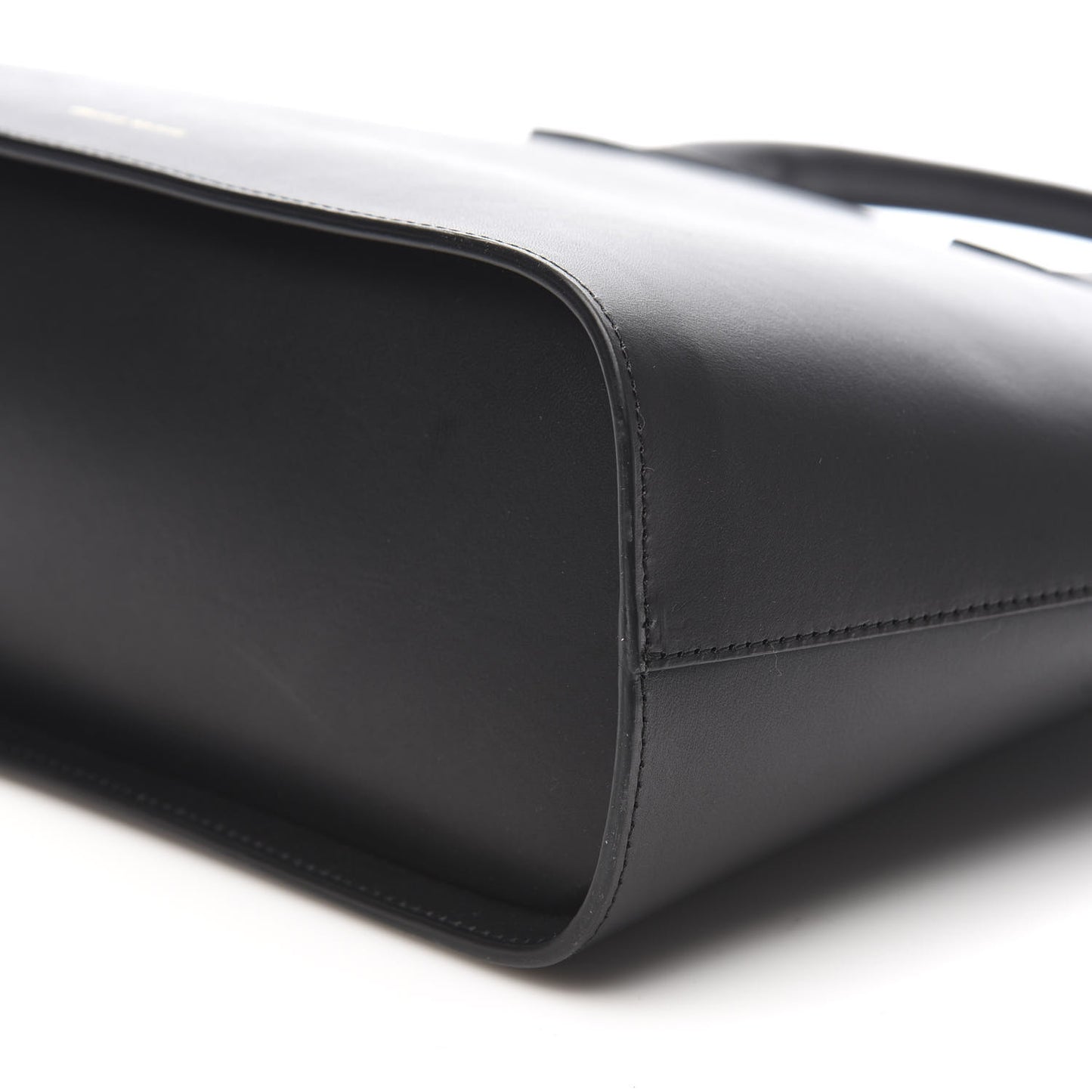 Calfskin Top Handle Rounded Bag Black Flamma