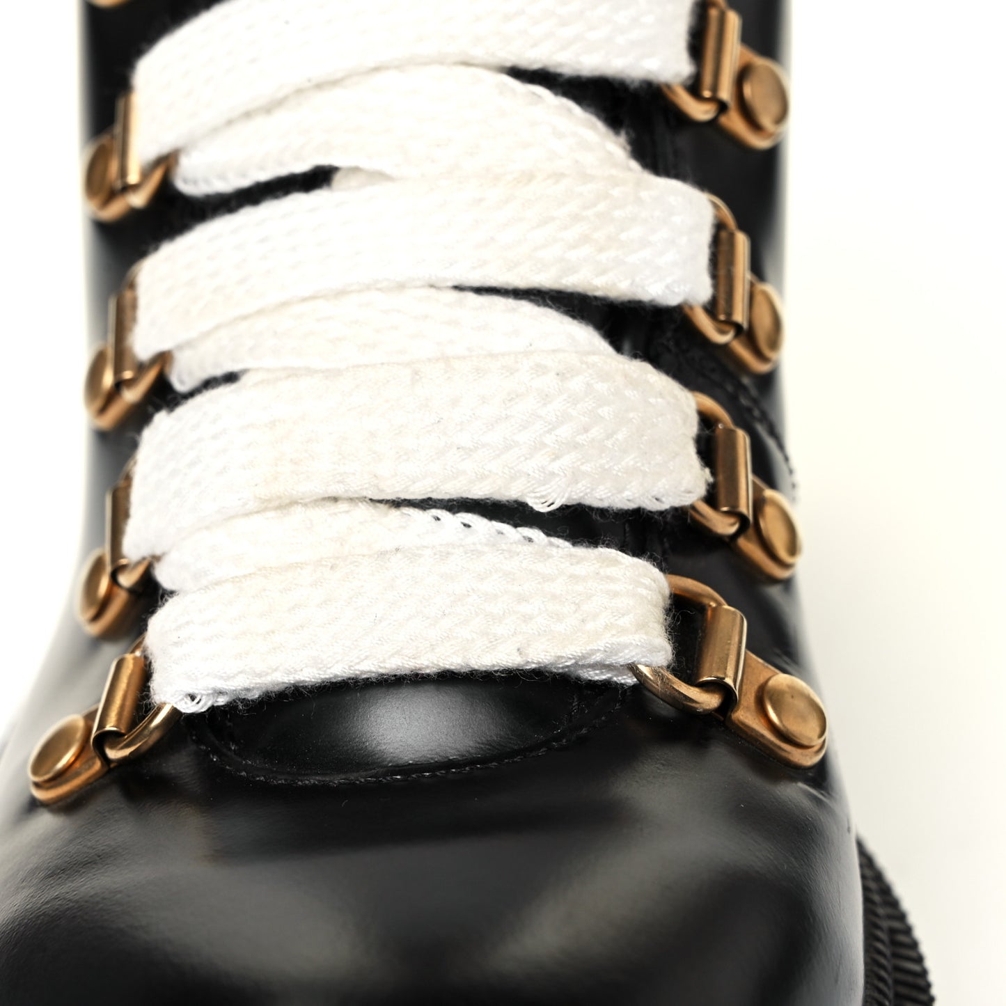Calfskin Sylvie Web Lace Up Combat Boots 36 Black
