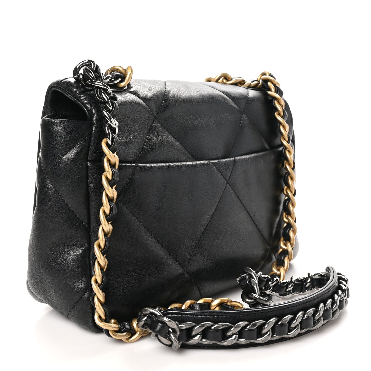 Lambskin Quilted Medium Chanel 19 Flap Black