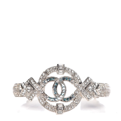 Chanel Baguette Crystal CC Bangle Blue Silver 1 of 5