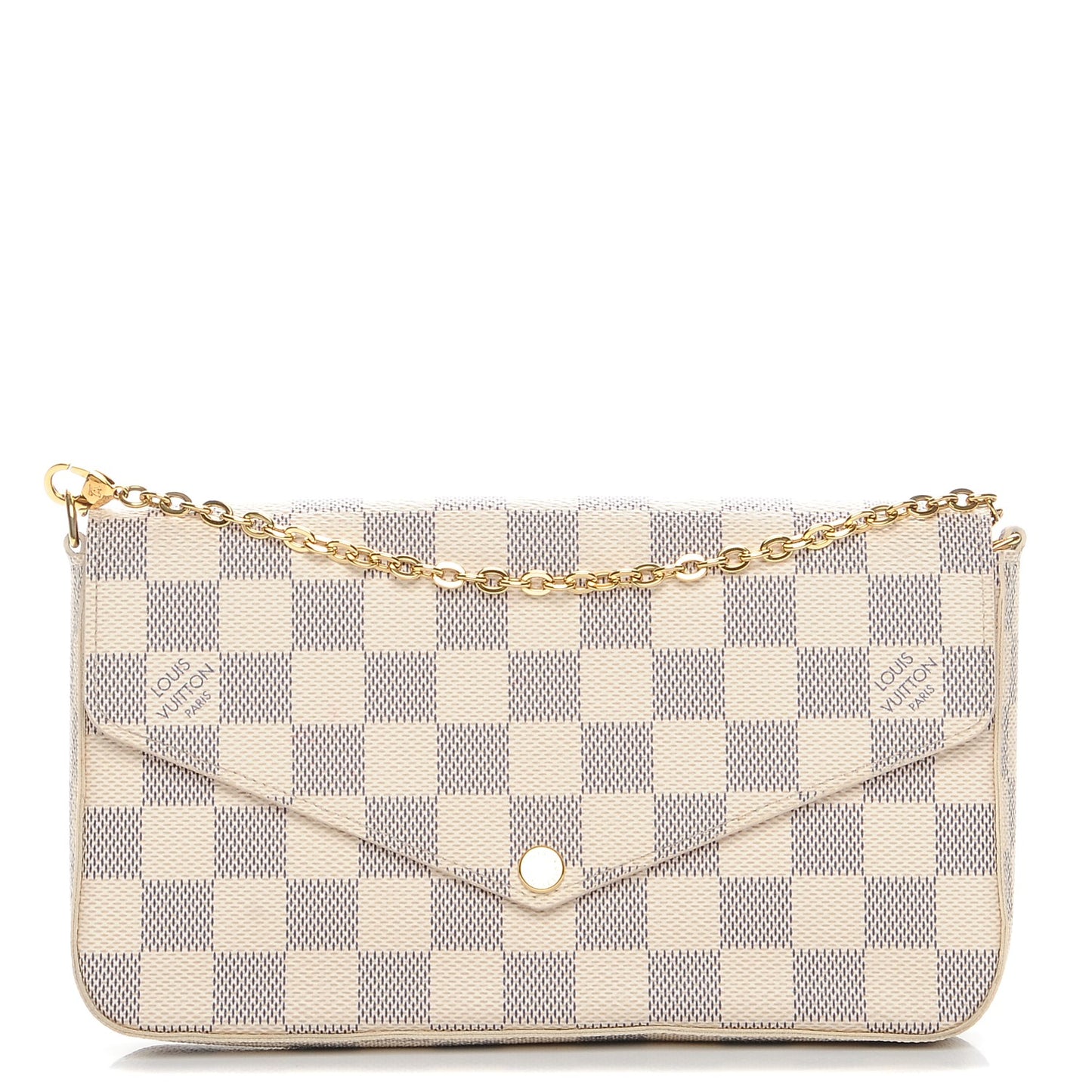 Damier Azur Pochette Felicie Chain Wallet Rose Ballerine