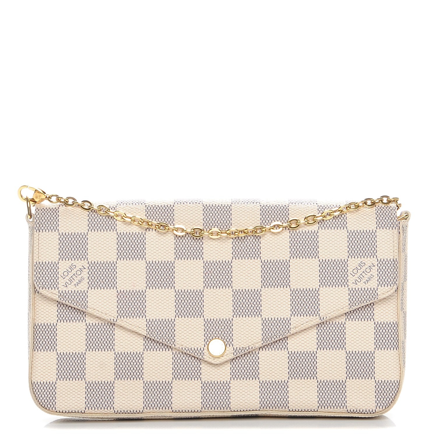 Louis Vuitton Damier Azur Pochette Felicie Chain Wallet Rose Ballerine 1 of 10