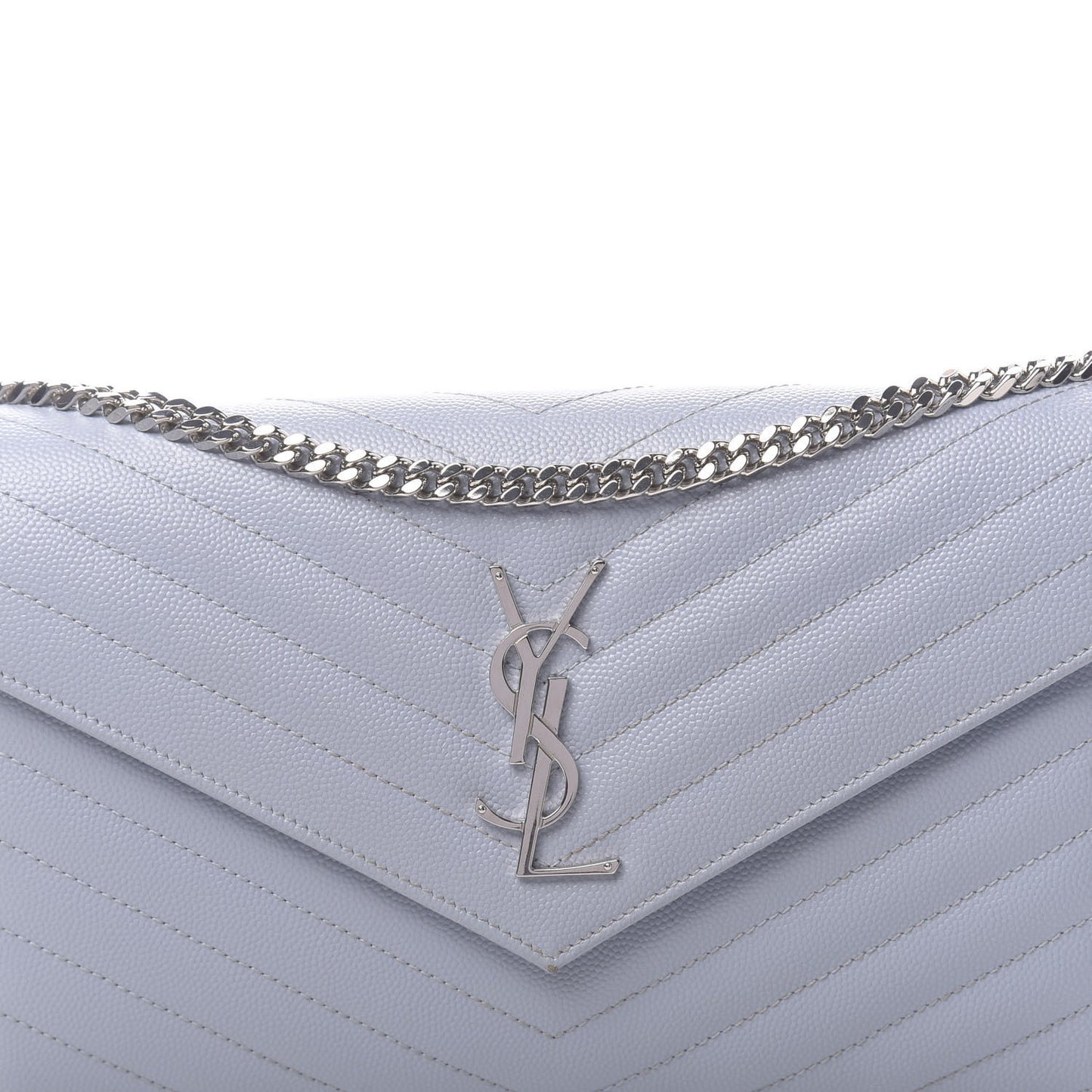 Grain De Poudre Matelasse Monogram Chain Wallet Sky Blue
