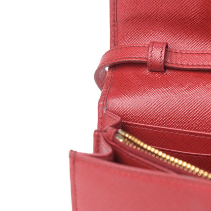 Prada Saffiano Metal Flap Wallet With Strap Fuoco 9 of 14