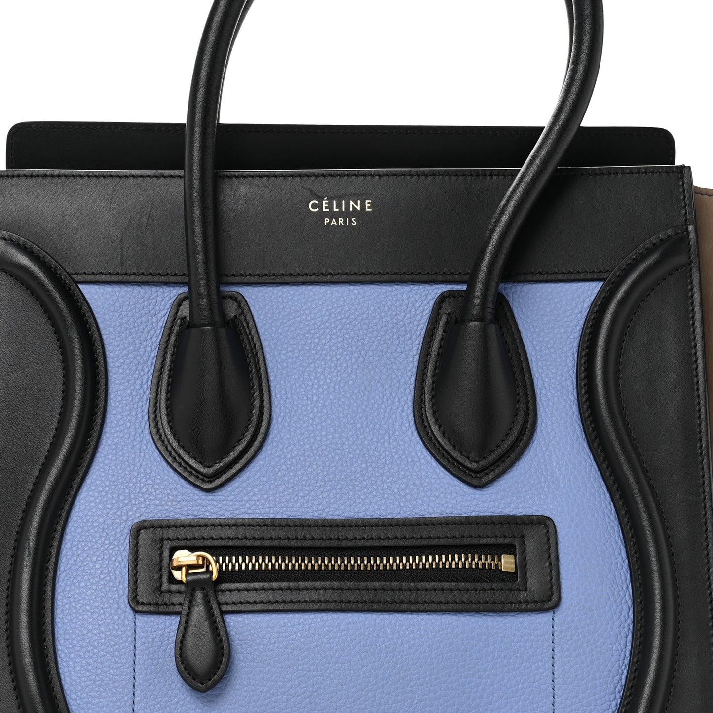 Baby Grained Calfskin Nubuck Micro Tri-Color Luggage Porcelain