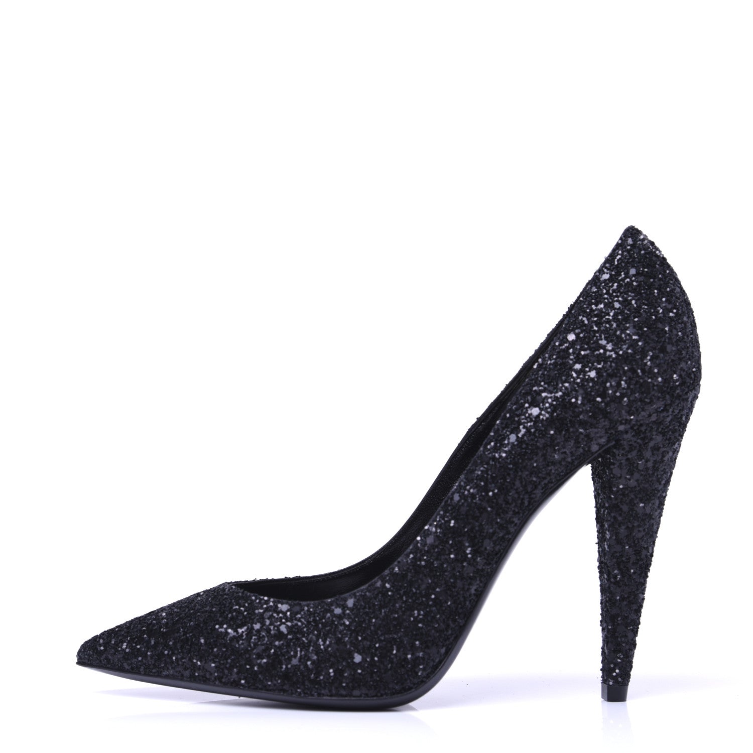 Saint Laurent Glitter Era Pumps 39.5 Black Silver 1 of 17