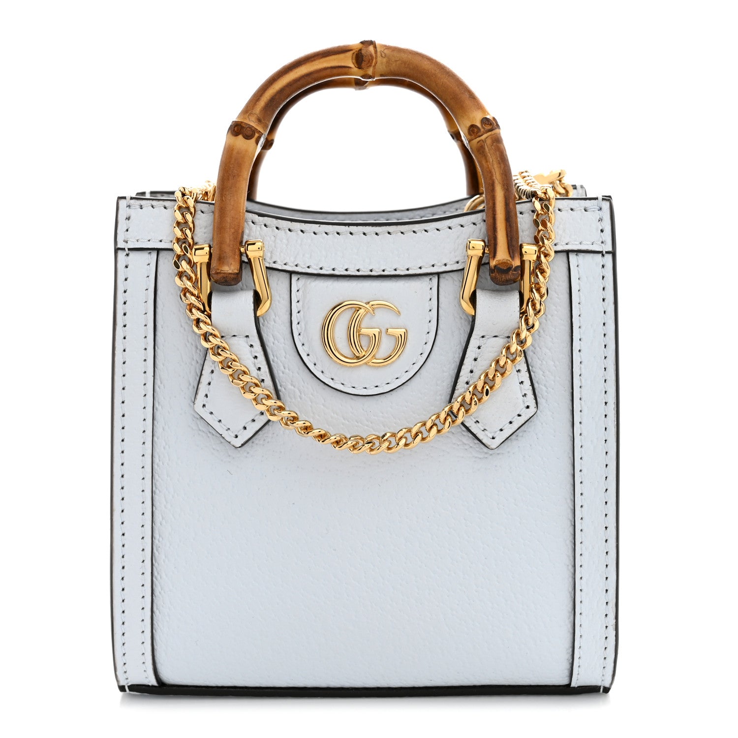 Gucci Textured Dollar Calfskin Super Mini Diana Tote Bag  Pale Blue 1 of 11
