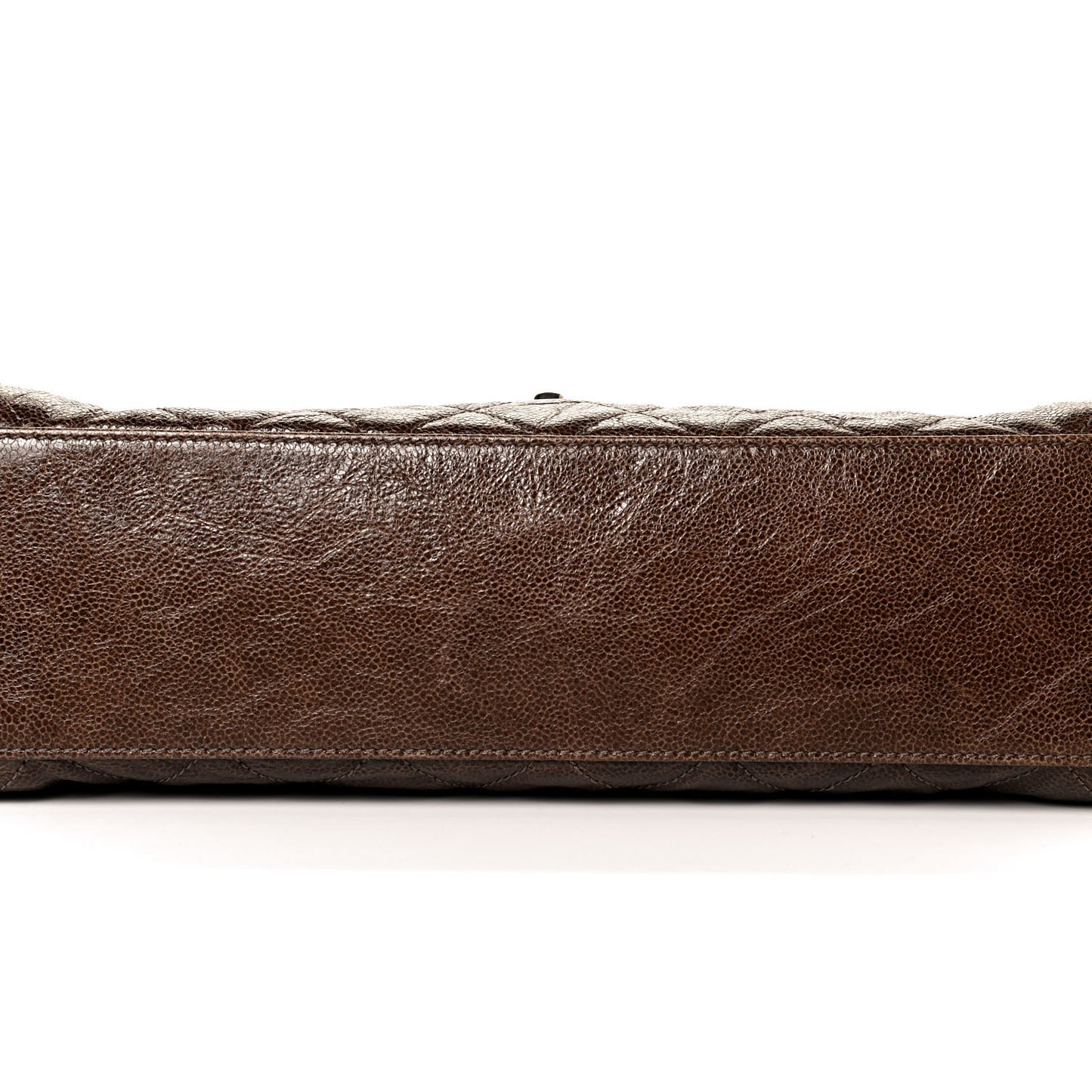 Crumpled Grained Calfskin Jumbo CC Crave Flap Brown