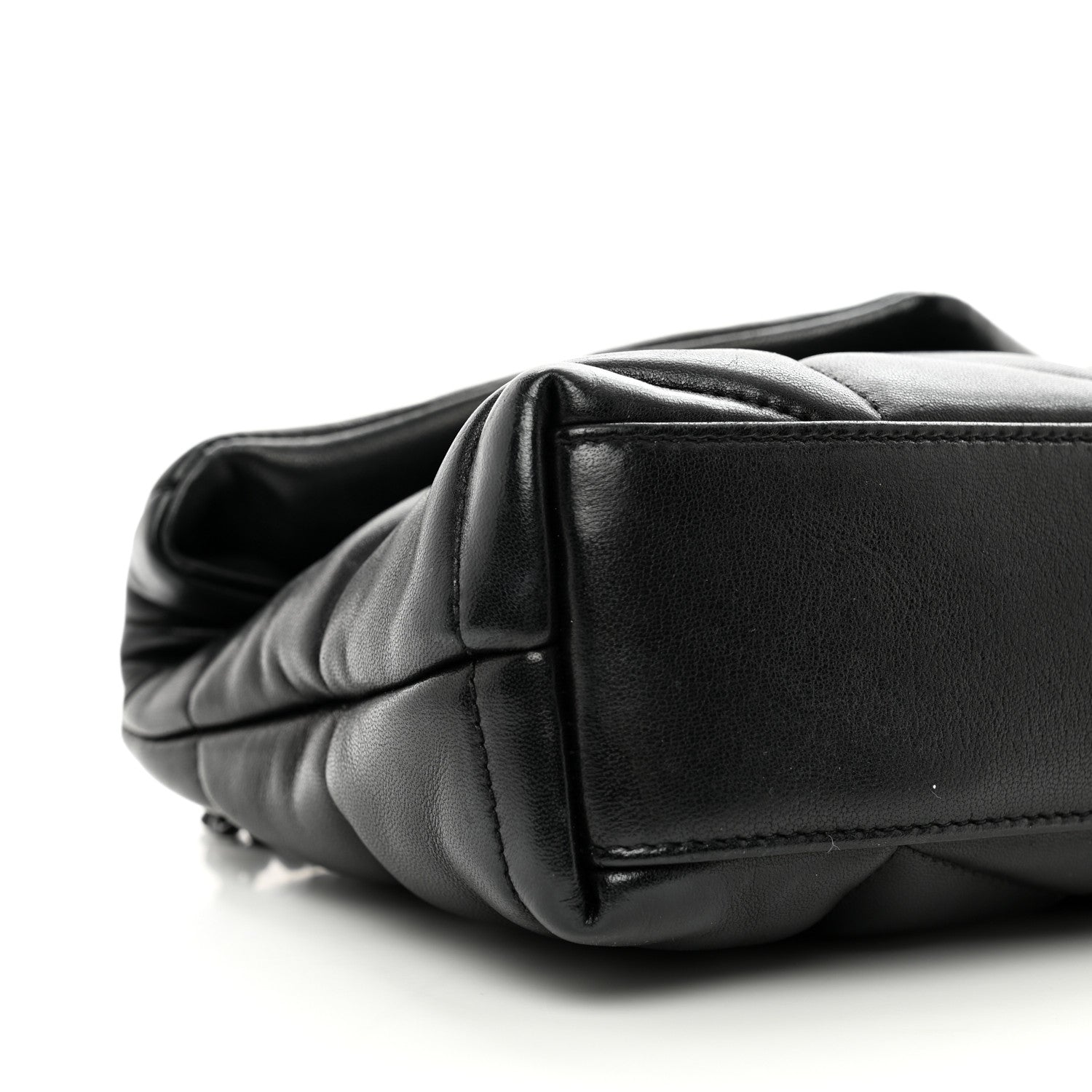 Saint Laurent Lambskin Quilted Toy Loulou Puffer Monogram Monochrome Chain Satchel Black 9 of 10