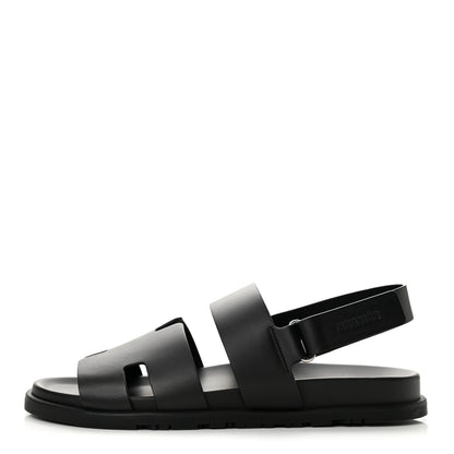 Hermes Calfskin Mens Genius Sandals 44 Black 1 of 11