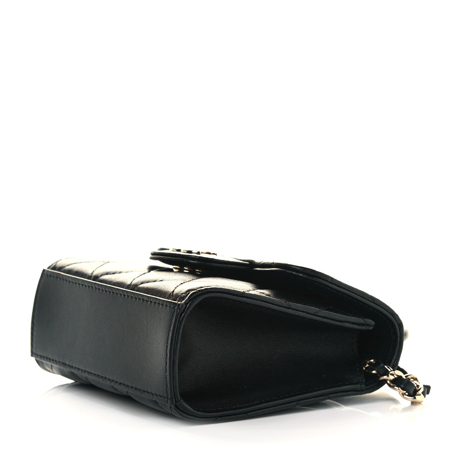 Chanel Lambskin Quilted Top Handle Flap Clutch With Chain Black 8 of 9