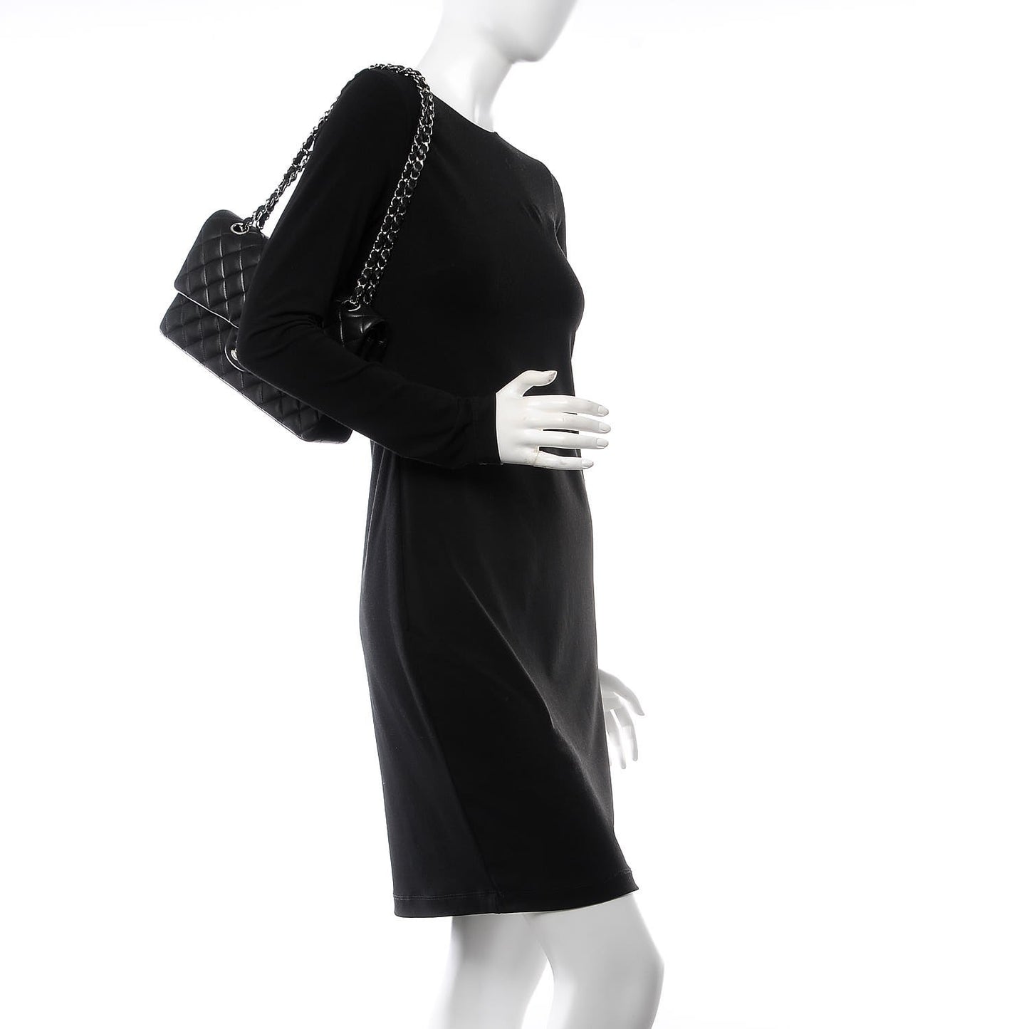 Lambskin Quilted Medium Double Flap Black