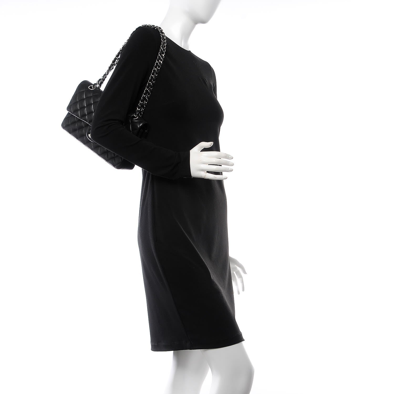 Chanel Lambskin Quilted Medium Double Flap Black 2 of 9