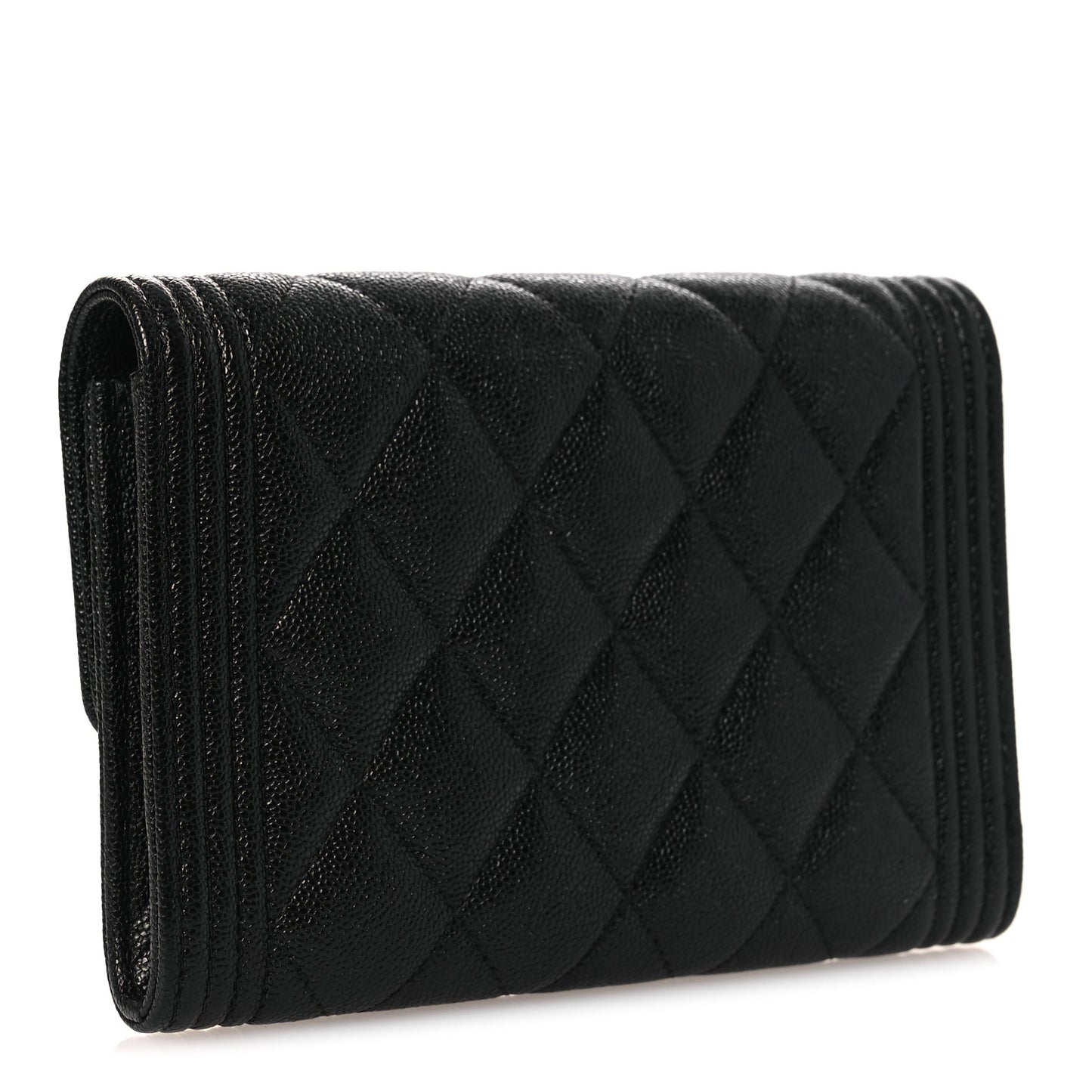 Caviar Quilted Medium Boy Flap Wallet Black