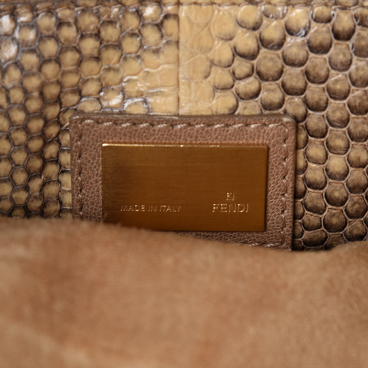 Fendi Goatskin Watersnake Large Peekaboo Iconic Satchel Taupe Phard 7 of 19