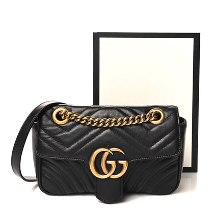 Gucci Calfskin Matelasse Mini GG Marmont Shoulder Bag Black 12 of 12