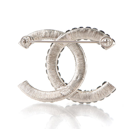 Chanel Baguette Crystal CC Brooch Silver Black 3 of 4