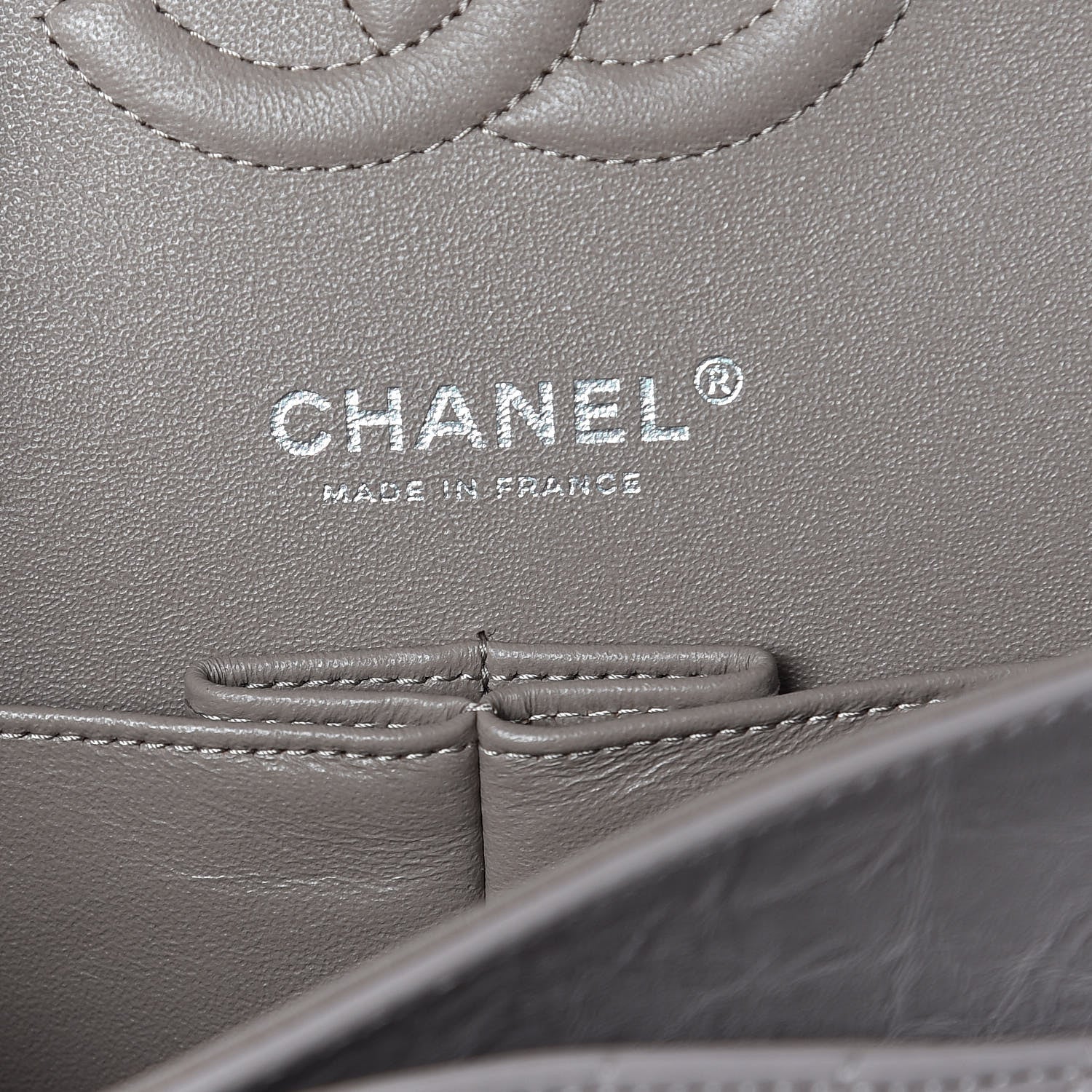 Chanel Iridescent Calfskin Chevron Quilted Medium Double Flap Grey 6 of 11