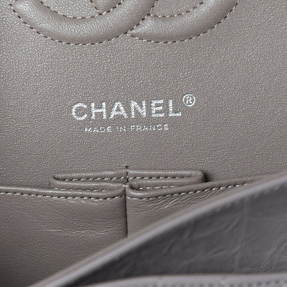 Chanel Iridescent Calfskin Chevron Quilted Medium Double Flap Grey 6 of 11