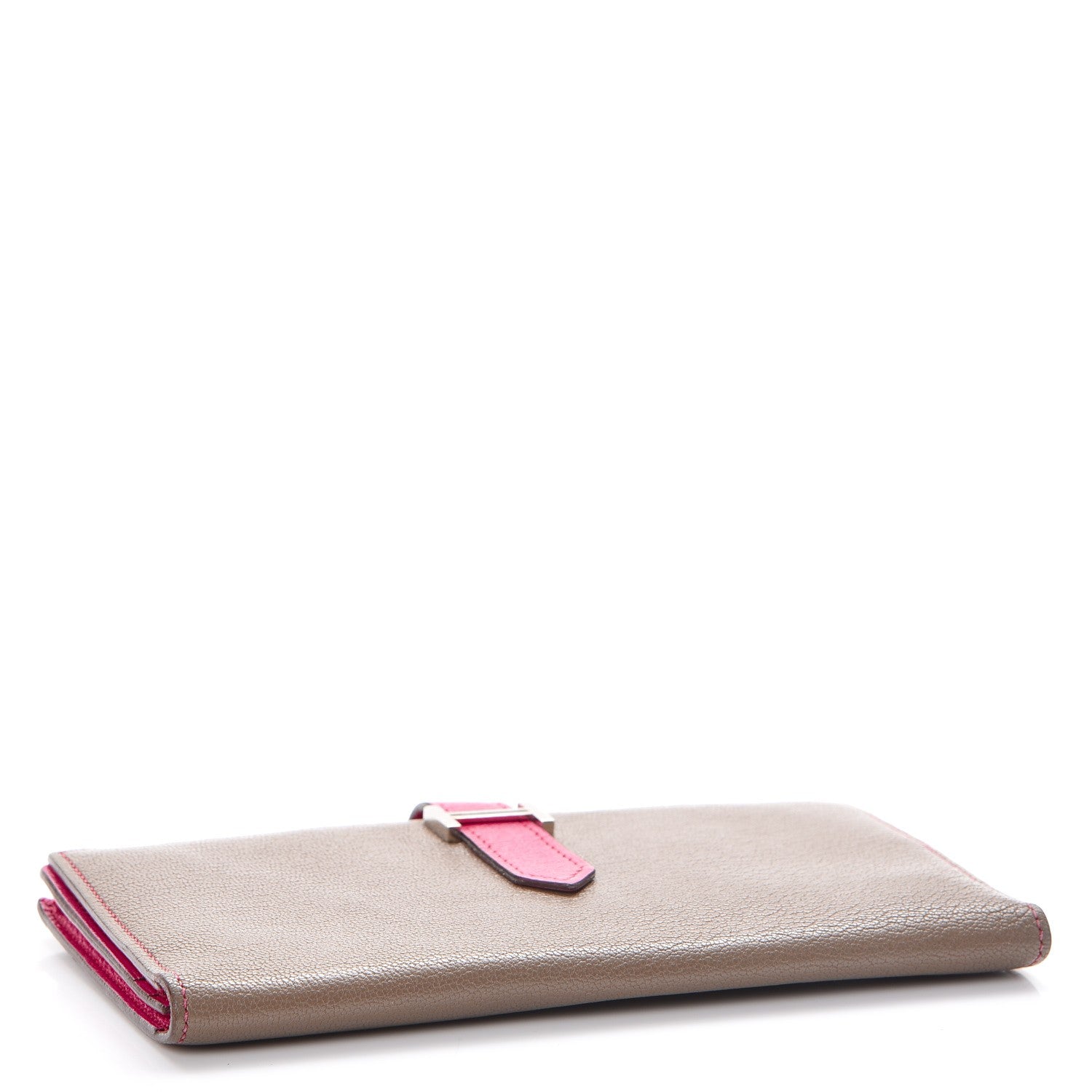 Hermes Chevre Mysore Bi-Color Bearn Gusset Wallet Etoupe Rose Shocking 4 of 7