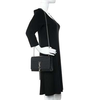 Saint Laurent Calfskin Crocodile Embossed Kate Monogram Tassel 2 of 11