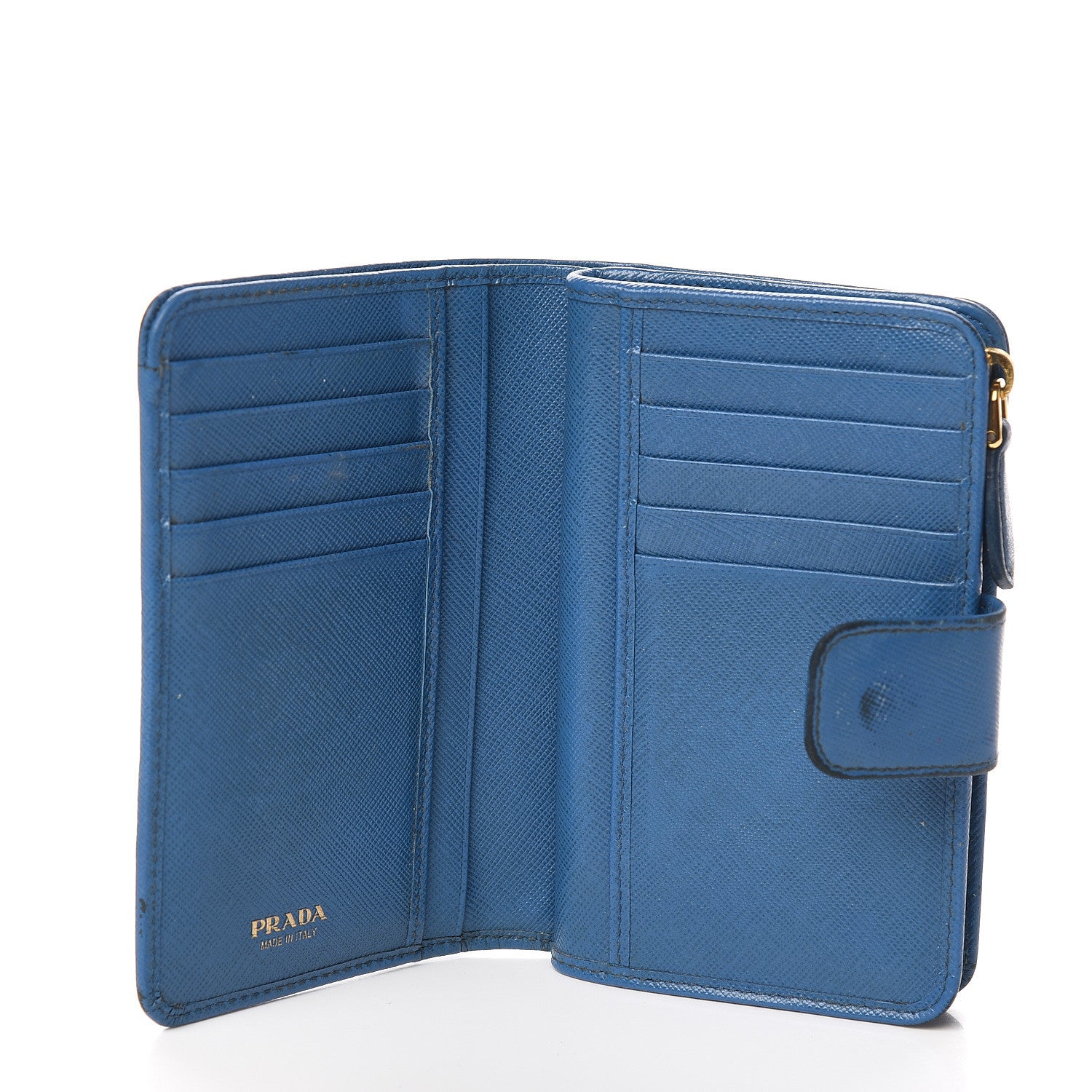 Prada Saffiano Metal Compact Wallet Cobalto 5 of 12
