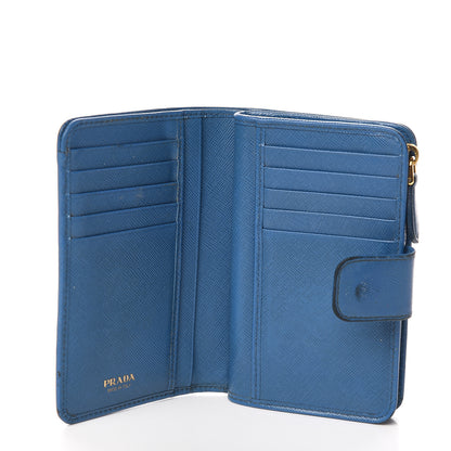 Prada Saffiano Metal Compact Wallet Cobalto 5 of 12