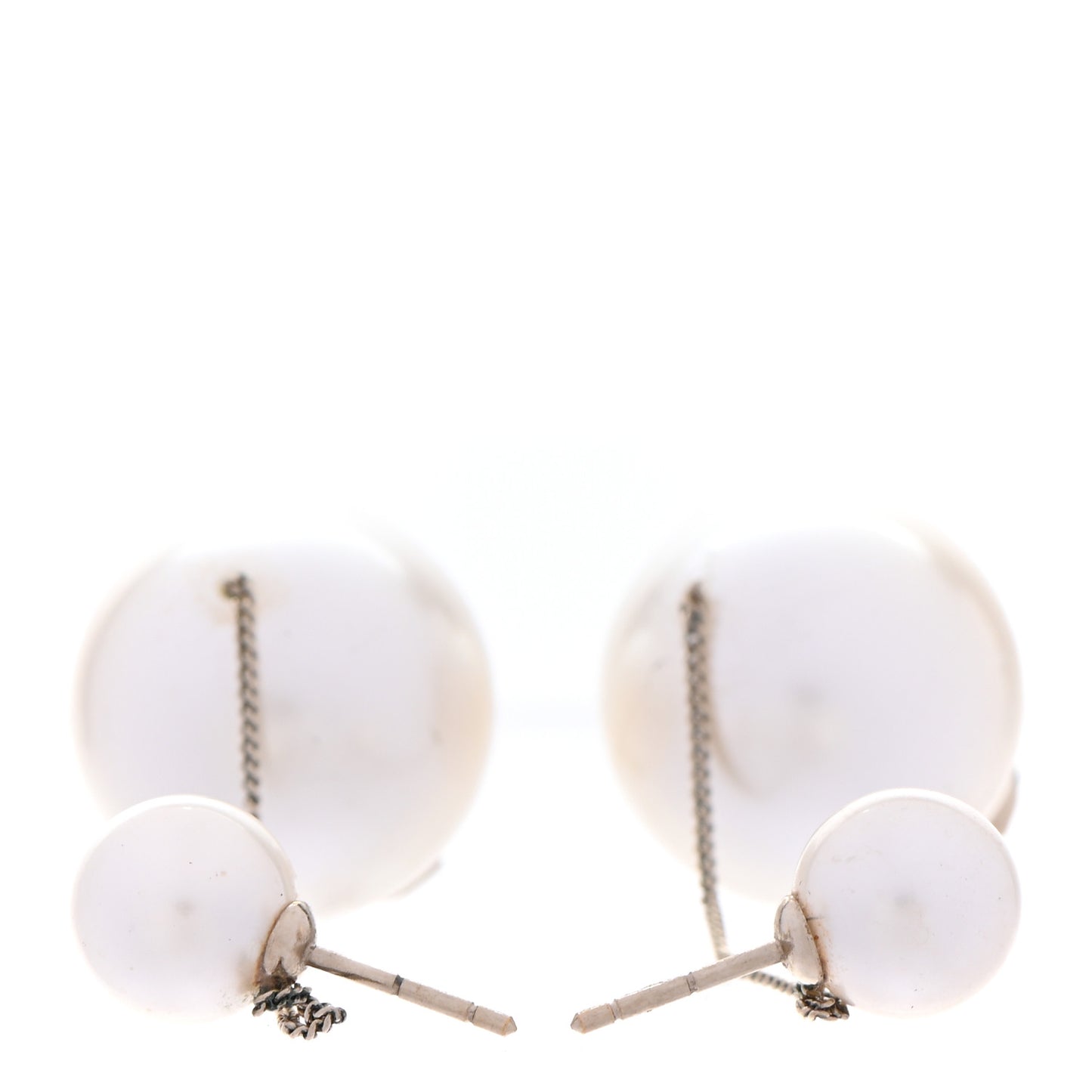 Pearl CC Chain Drop Earrings Gold