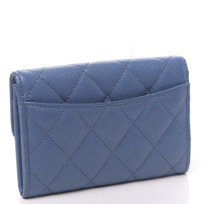 Chanel Caviar Quilted Flap Card Holder Blue 3 of 9