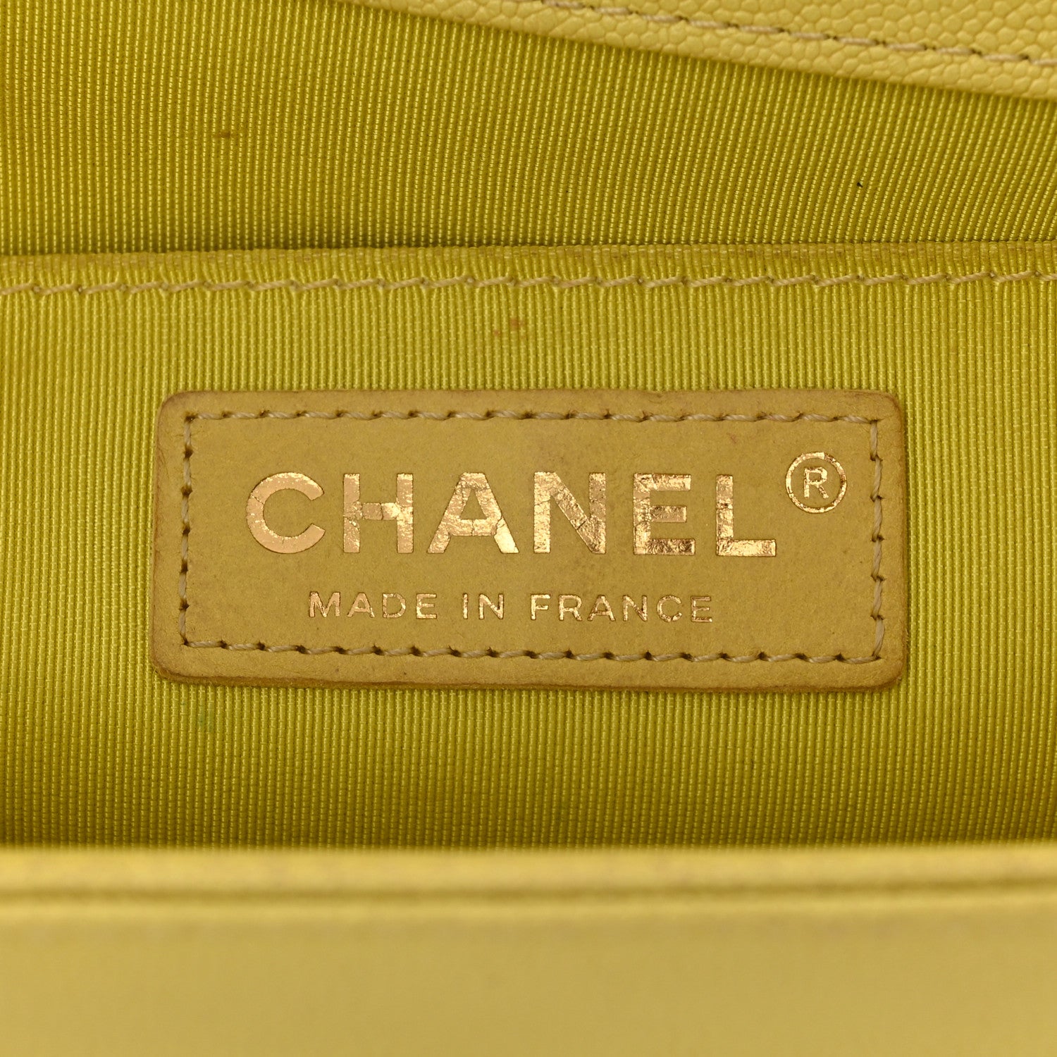 Chanel Caviar Chevron Quilted Medium Boy Flap Yellow 6 of 14