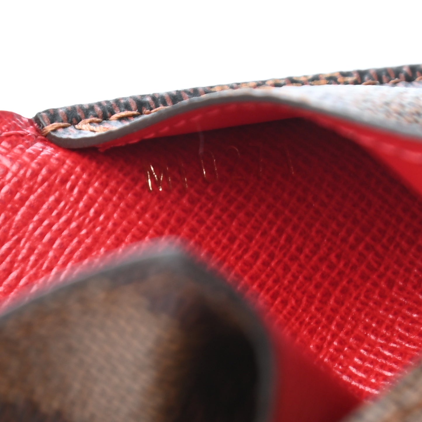 Damier Ebene Recto Verso Card Holder Red