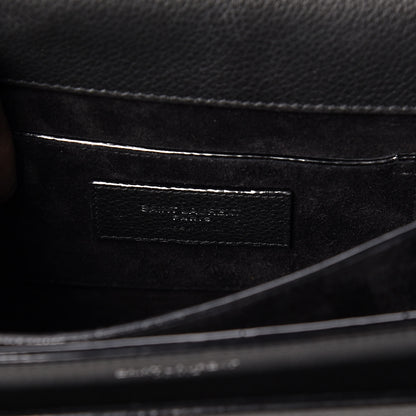 Saint Laurent Grained Calfskin Medium Monogram Sunset Satchel Black 6 of 11